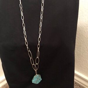 Silver fashion necklace with turquoise pendant